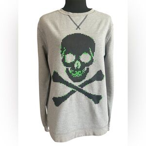 Circo Y2K Pixel Skull Crossbones Graphic Fleece Sweatshirt Skater XL 16-18